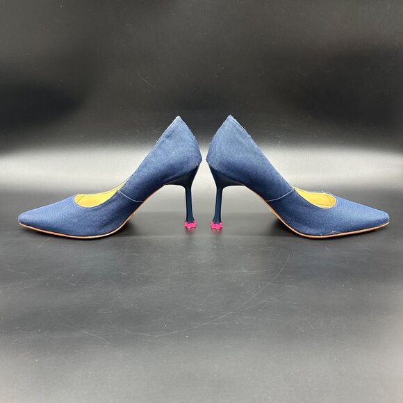 Claire Flowers Navy Blue Pointed Toe Heels Pumps Womens Size 7 Pointed Toe - Picture 4 of 14